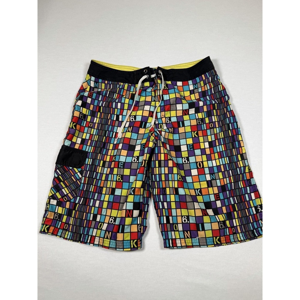 Nike Shorts Mens 30 Multicolor 6.0 Cargo Board Swim Trunks Geometric Print